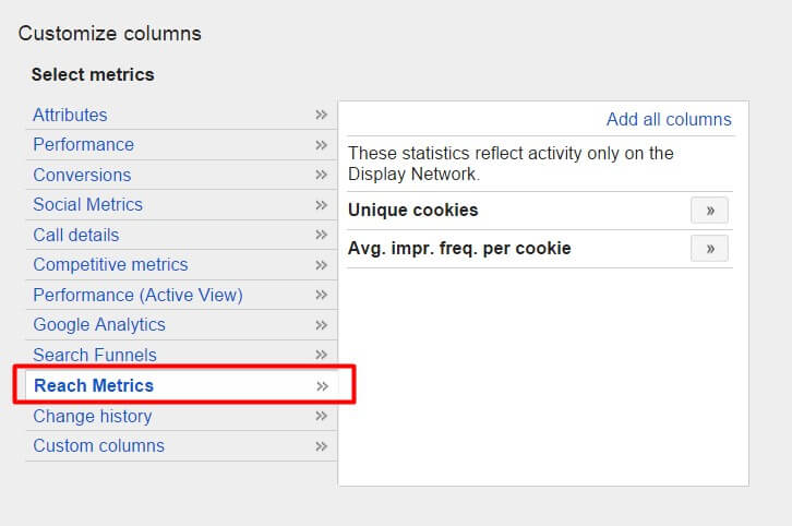 Reach metrics in AdWords