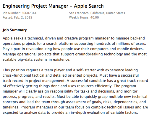 Apple search job listing