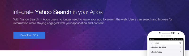 Yahoo search in apps