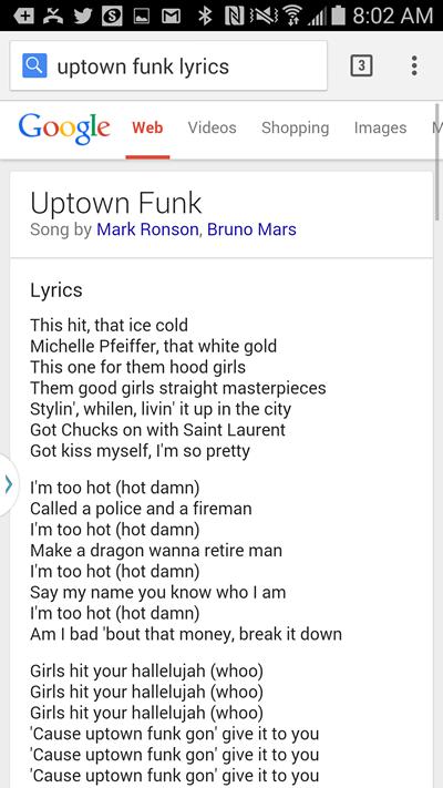 lyrics google mobile uptown funk