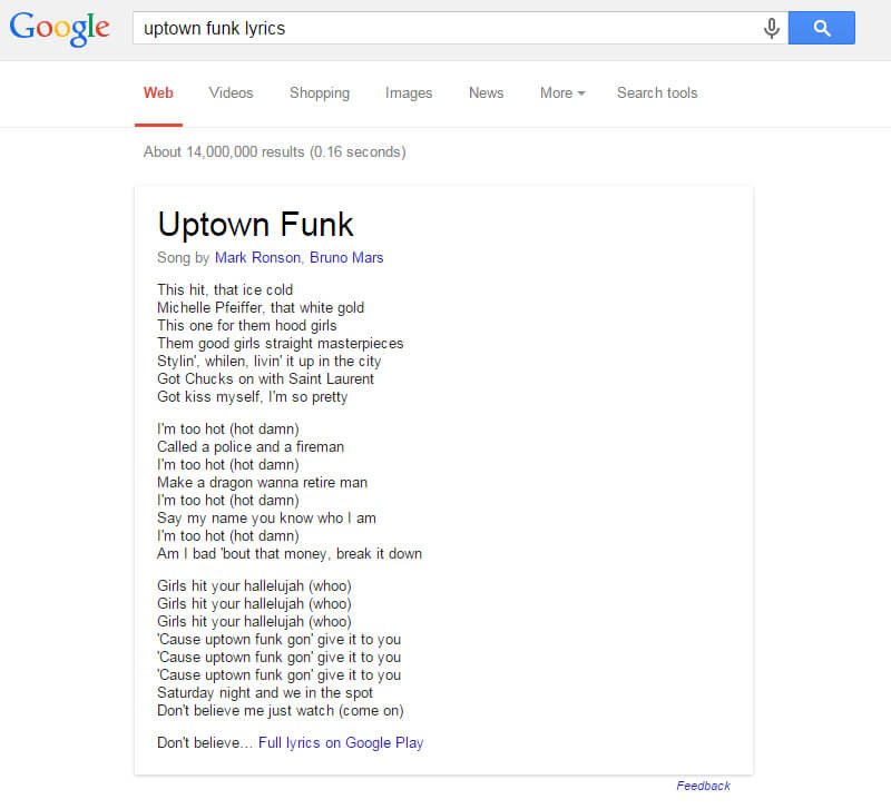 Google Is Putting Song Lyrics Right in Search Results Now