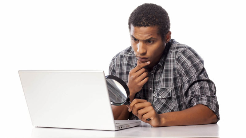 man analyzing website