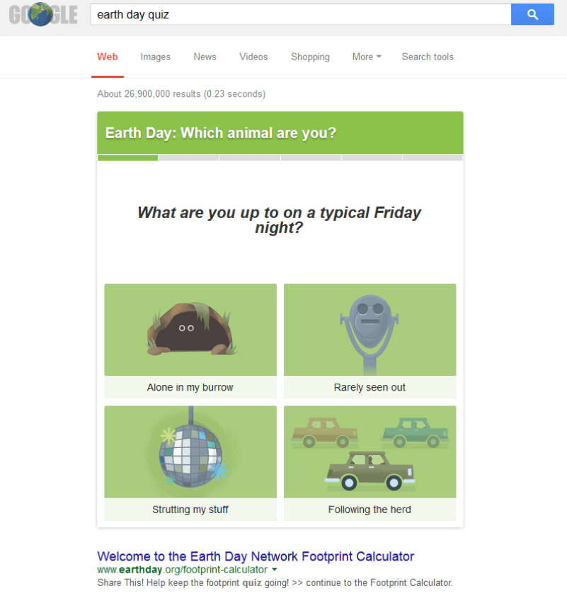 Earth Day Quiz search result