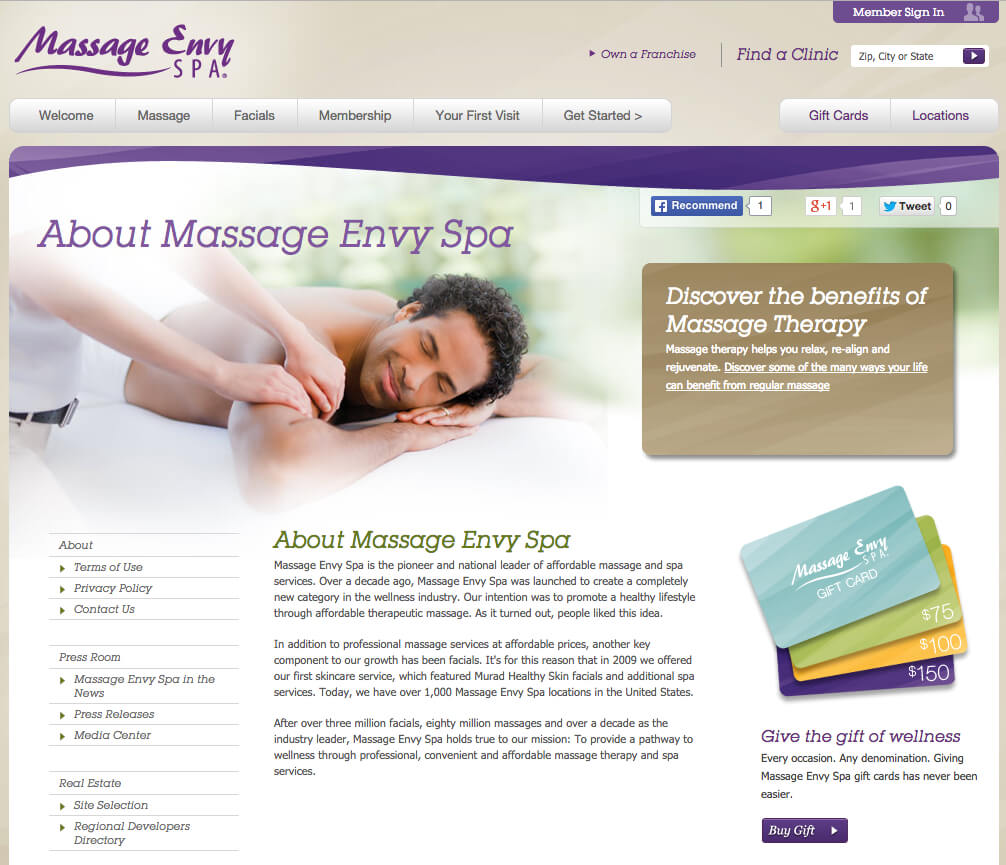 Massage Envy About Us Page Image - Search Influence