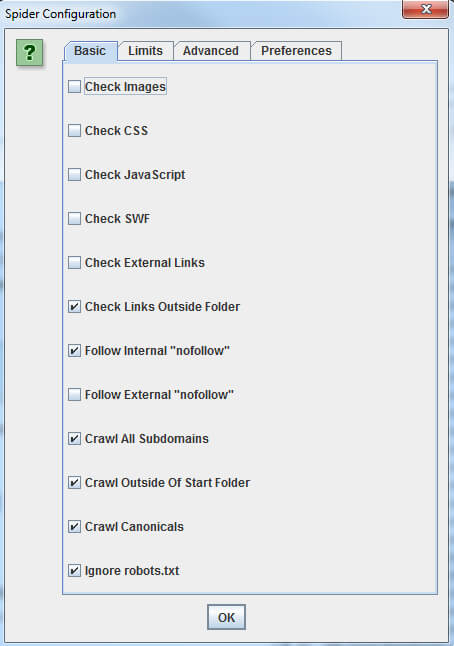 Recommended Screaming Frog Crawler Settings for the Wayback Machine