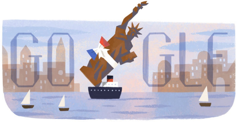 130th anniversary of statue of liberty google logo