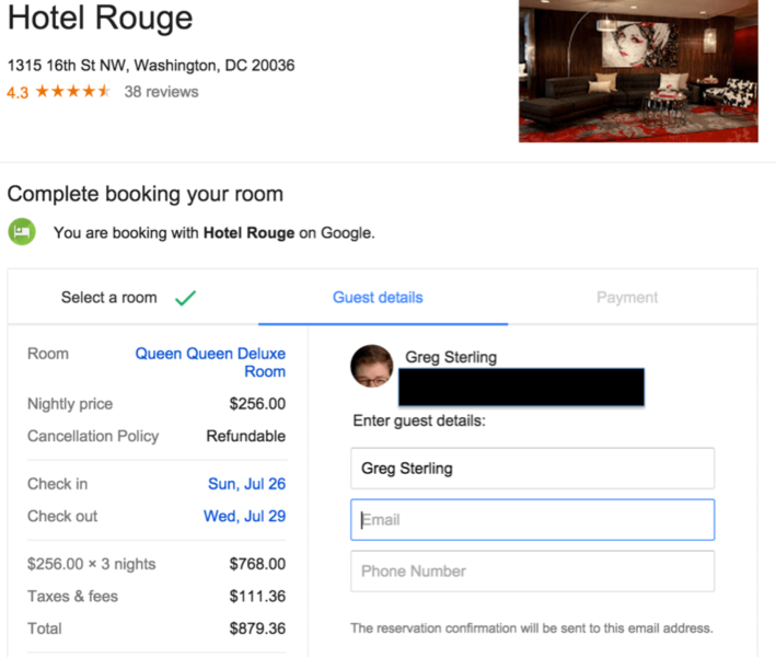 Google Hotel Booking