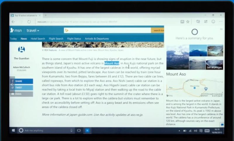 cortana in windows 10 search