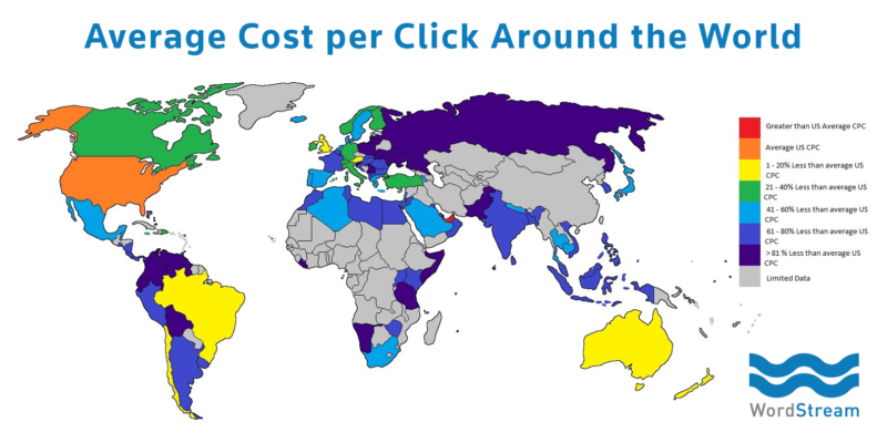 Average Cost Per Click by Country