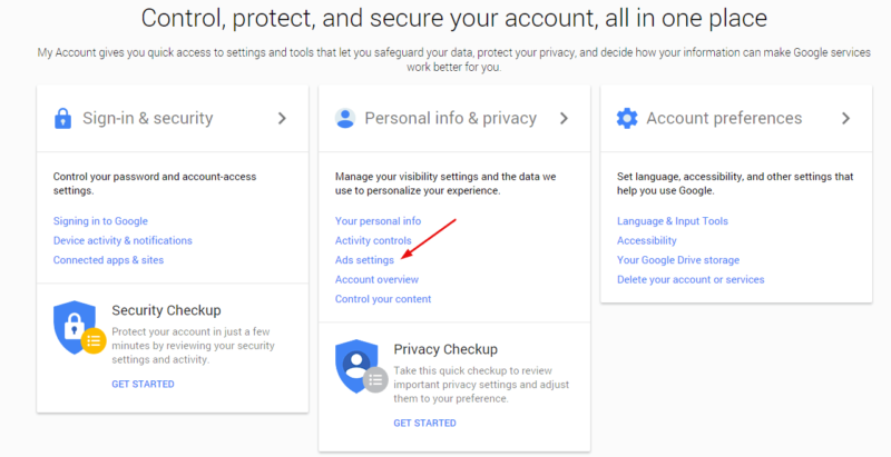 google account user settings