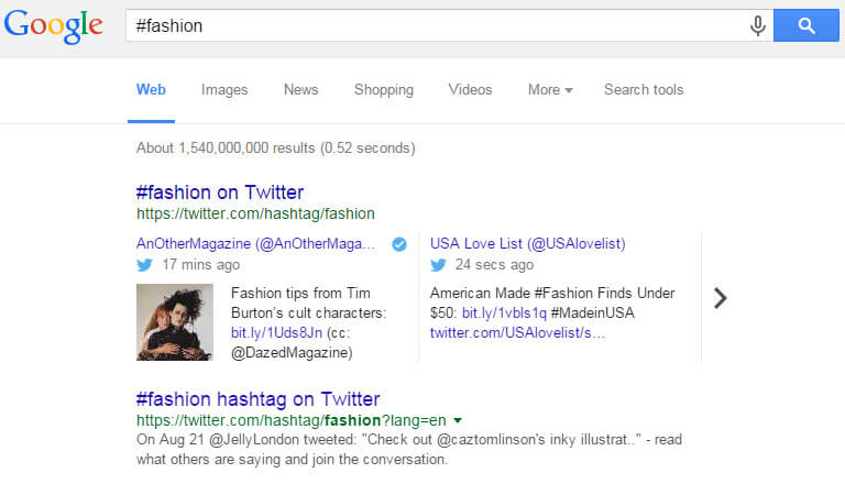 Hashtag Search Google Web Search