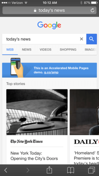 google mobile accelerated pages demo