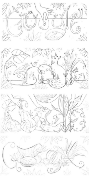 Google thanksgiving doodle sketches