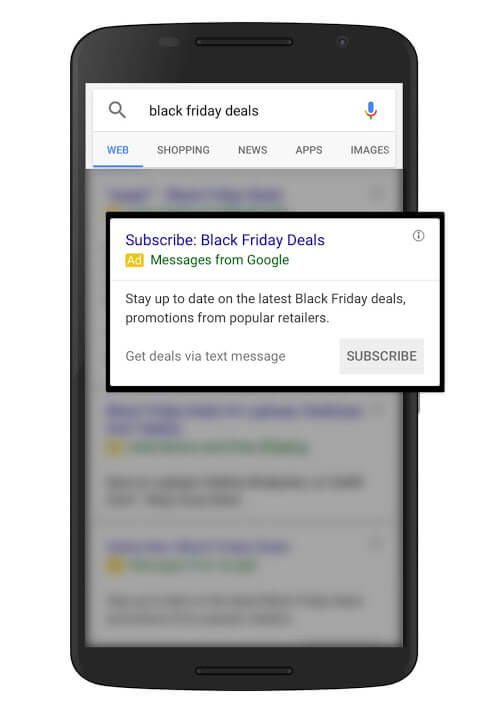 ads for google holiday deal text alerts