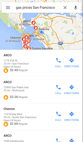 Google Gas Prices on Maps