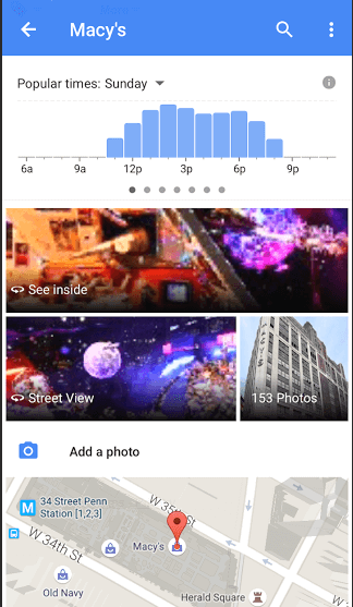 Google Maps store busy times