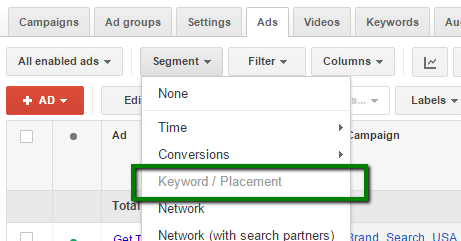 new keyword placement segment