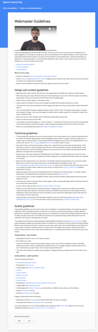 old-google-webmaster-guidelines