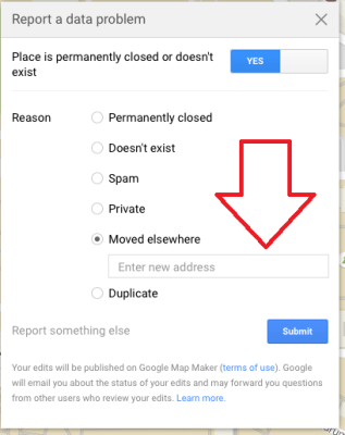 Moved Elsewhere Google Maps