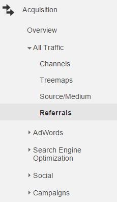 Finding referrals in Google Analytics