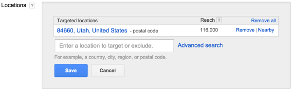 Targeting Locations within Google Adwords