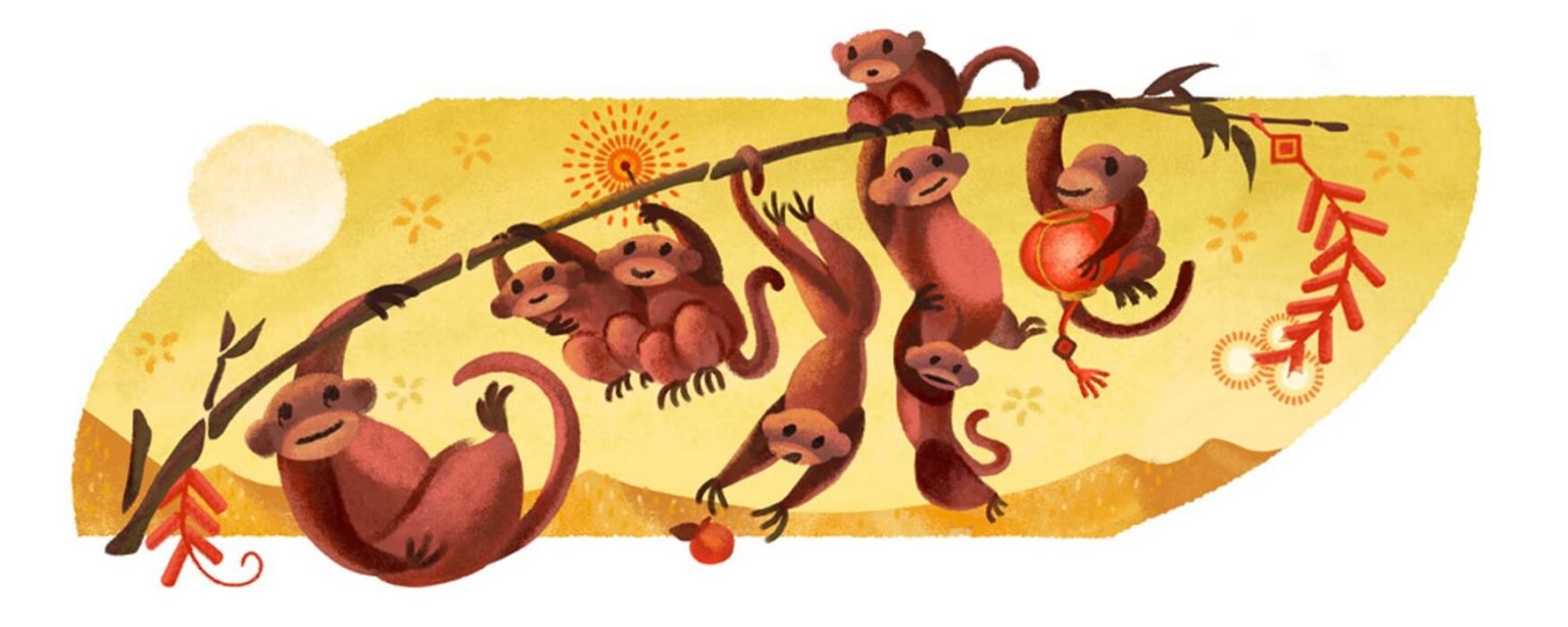 Lunar New Year Google Doodle In The Year Of The Fire Monkey