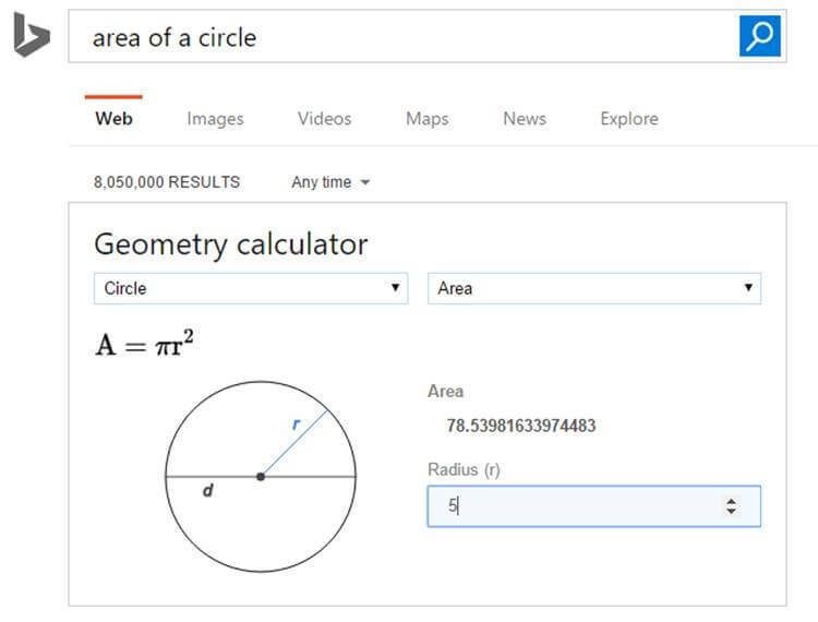 bing geometry calculation