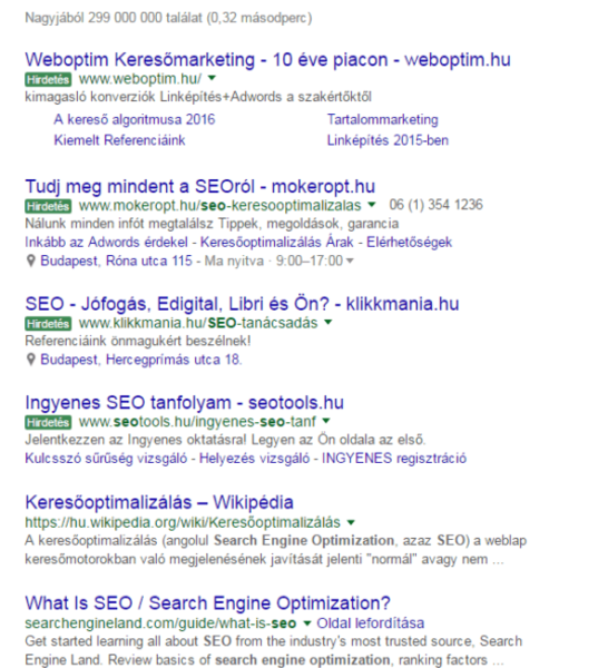 google green ad labels in hungary serp