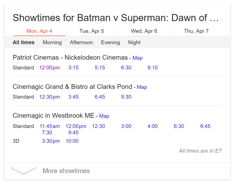 google desktop movie listings