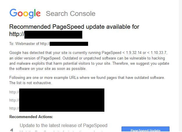 google-recommended-pagespeed-update-available