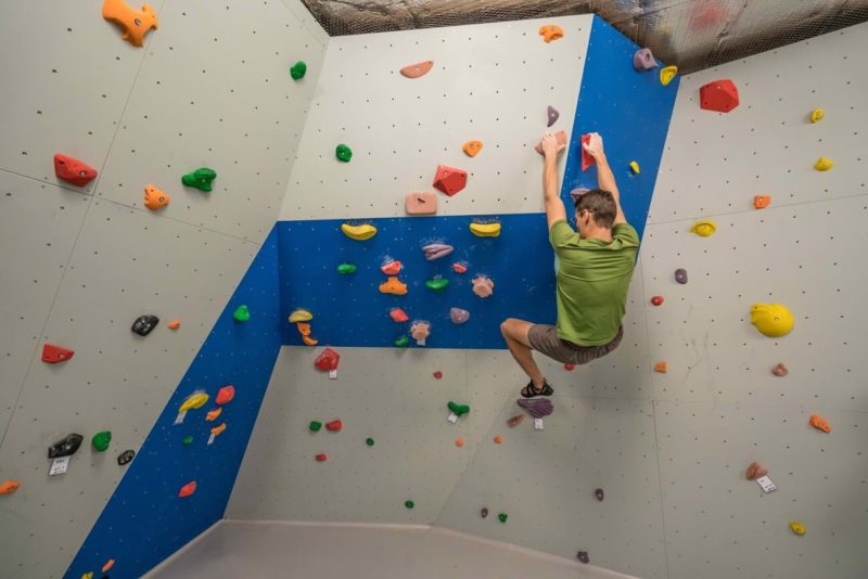 Google Zurich rock climbing wall with Android climbing holds