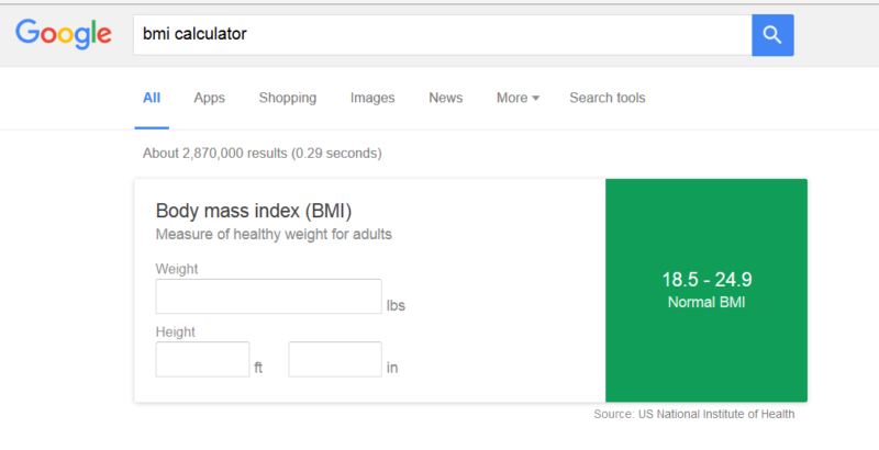 google bmi calculator