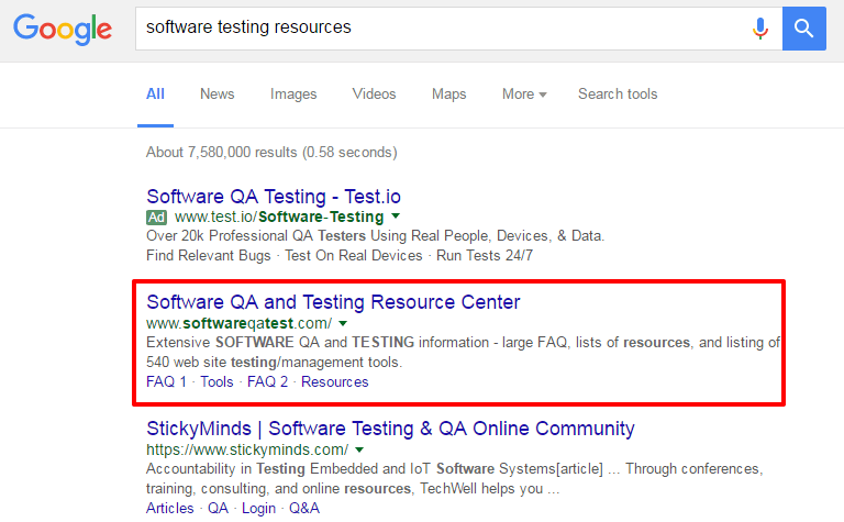 SERP screencap QA with box