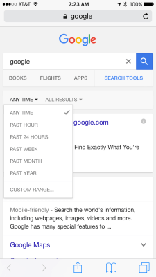 Google is removing the custom date range search filter for mobile users