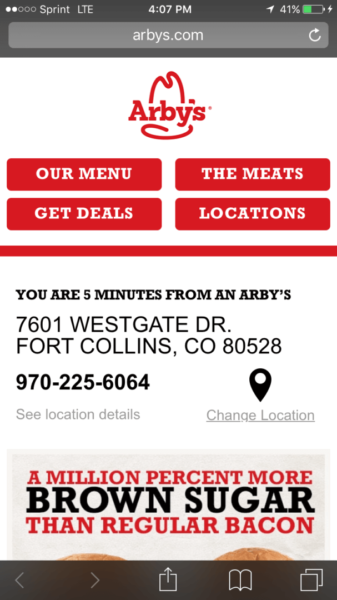 Arbys location page