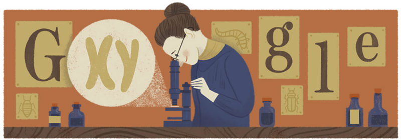 google-logo-nettie-stevens-155th-birthday