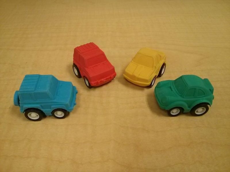 Google toy car erasers