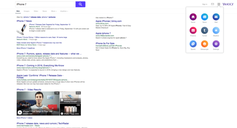 Yahoo tests a new SERP interface