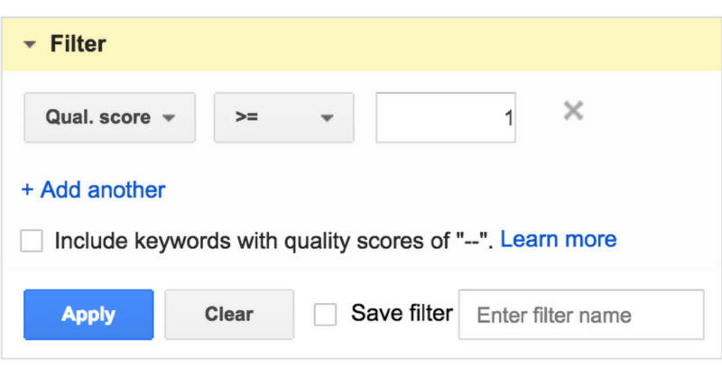 null quality score reporting in adwords