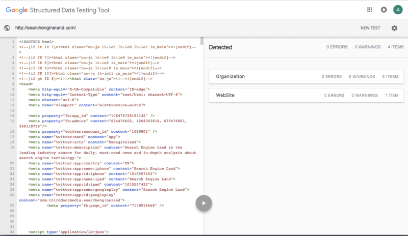 Google structured data testing tool