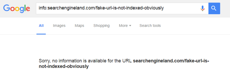 google result if page is not indexed