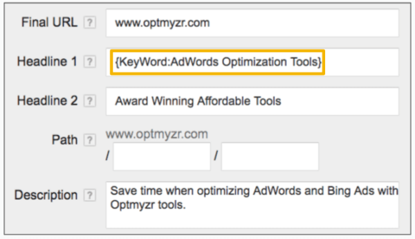 Dynamic Keyword Insertion in Ad Text