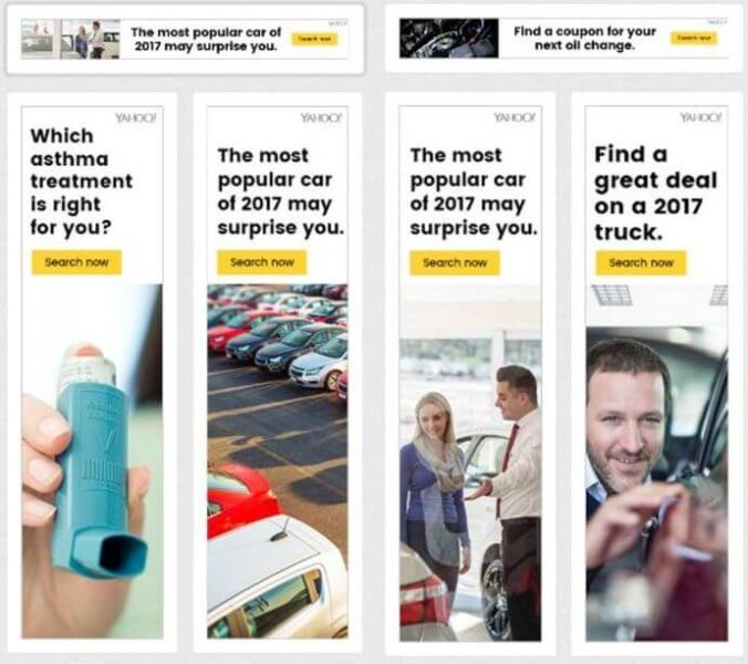 yahoo display ads drive users to search pages