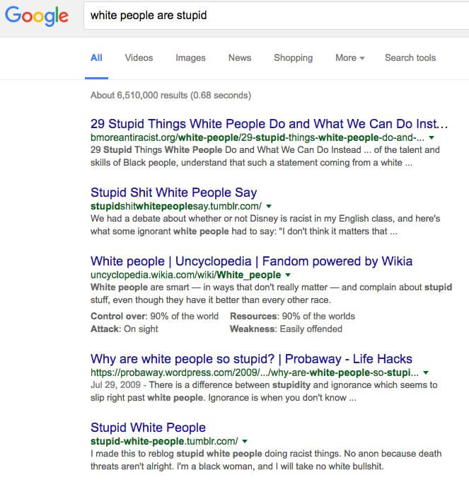 google white people are stupid