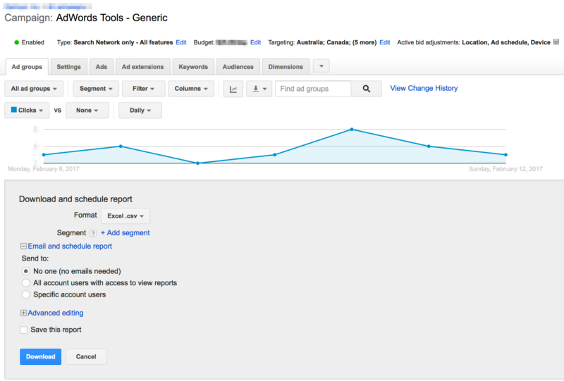 Campaign Reports AdWords