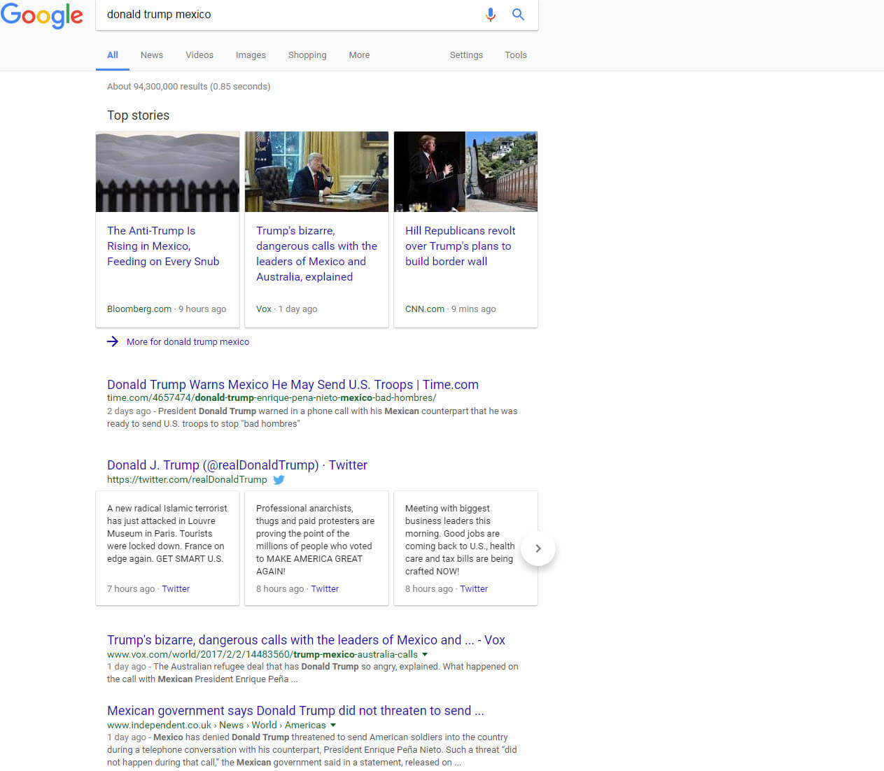 Donald Trump Mexico No Knowledge Graph