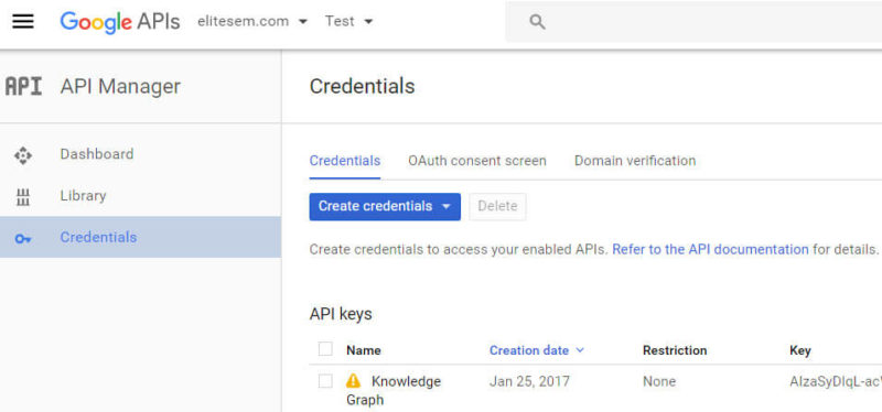 Google API Manager