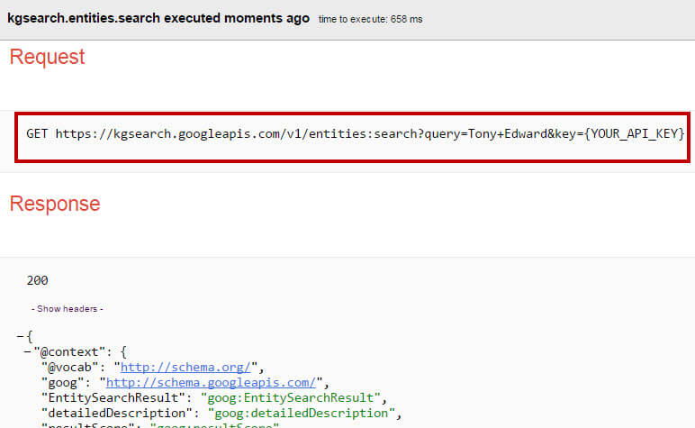 Knowledge Graph HTTP Request URL