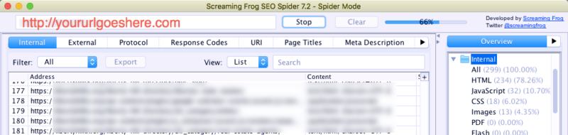Screaming Frog Screenshot