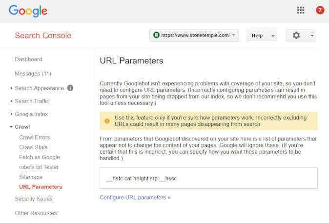 URL Parameters in Search Console